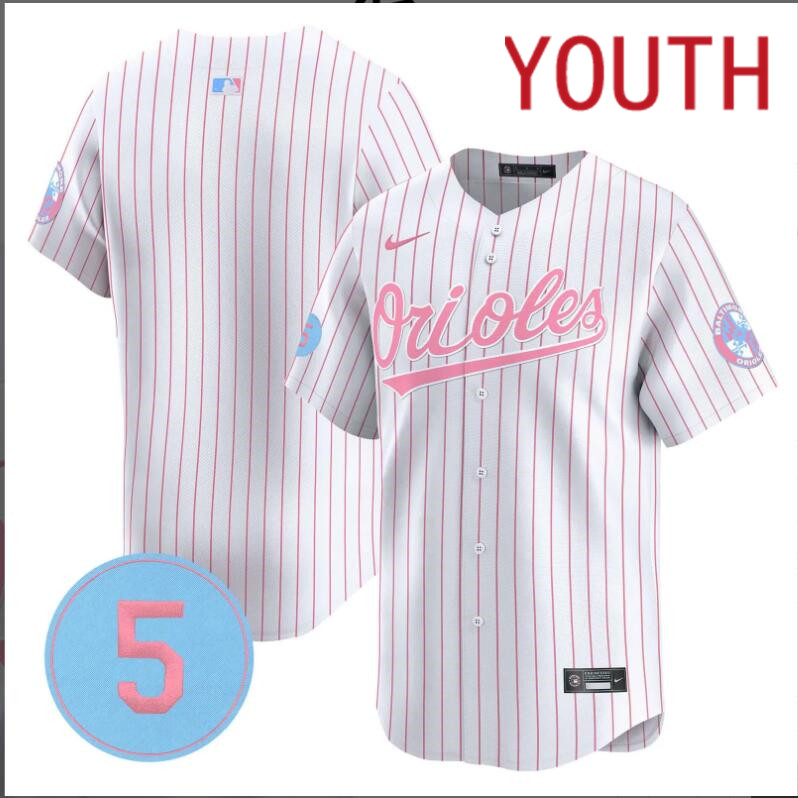Youth  Baltimore Orioles blank white with red strips 2024 Nike MLB jersey